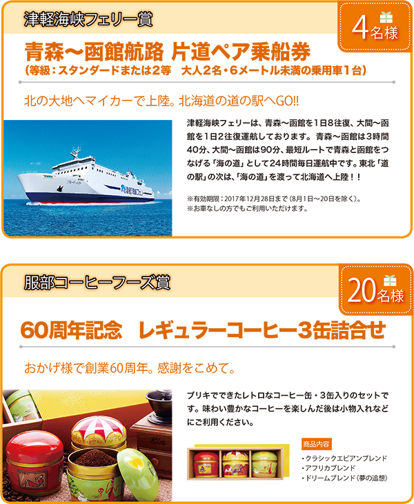 津軽海峡フェリー賞 服部コーヒーフーズ賞